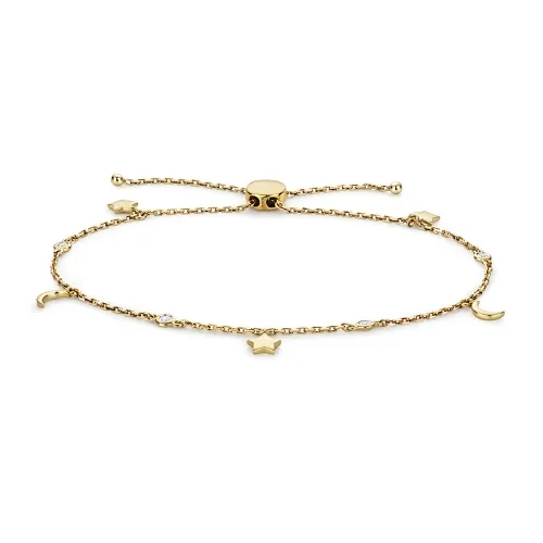 DIAMOND STAR & MOON BRACELET 9ct yellow gold 0.08ct